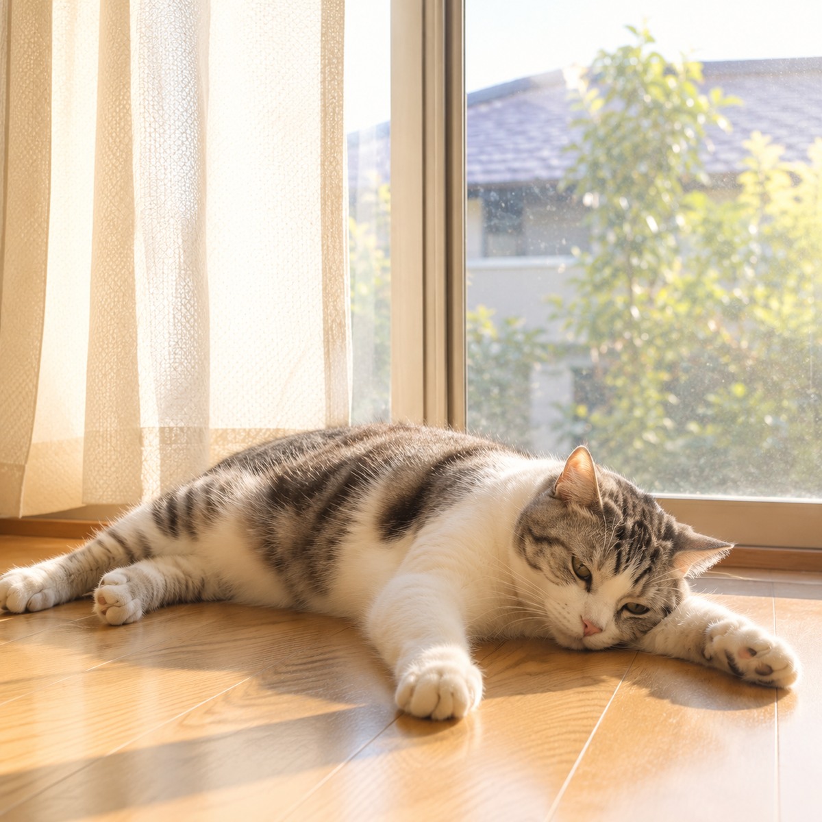 夏の暑さでぐったりしている猫のイメージ